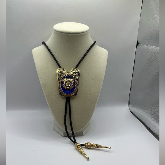 Bolo Tie with Western Accents Veterans of Foreign  Affairs USA  Metal Gold Tie - Picture 8 of 15